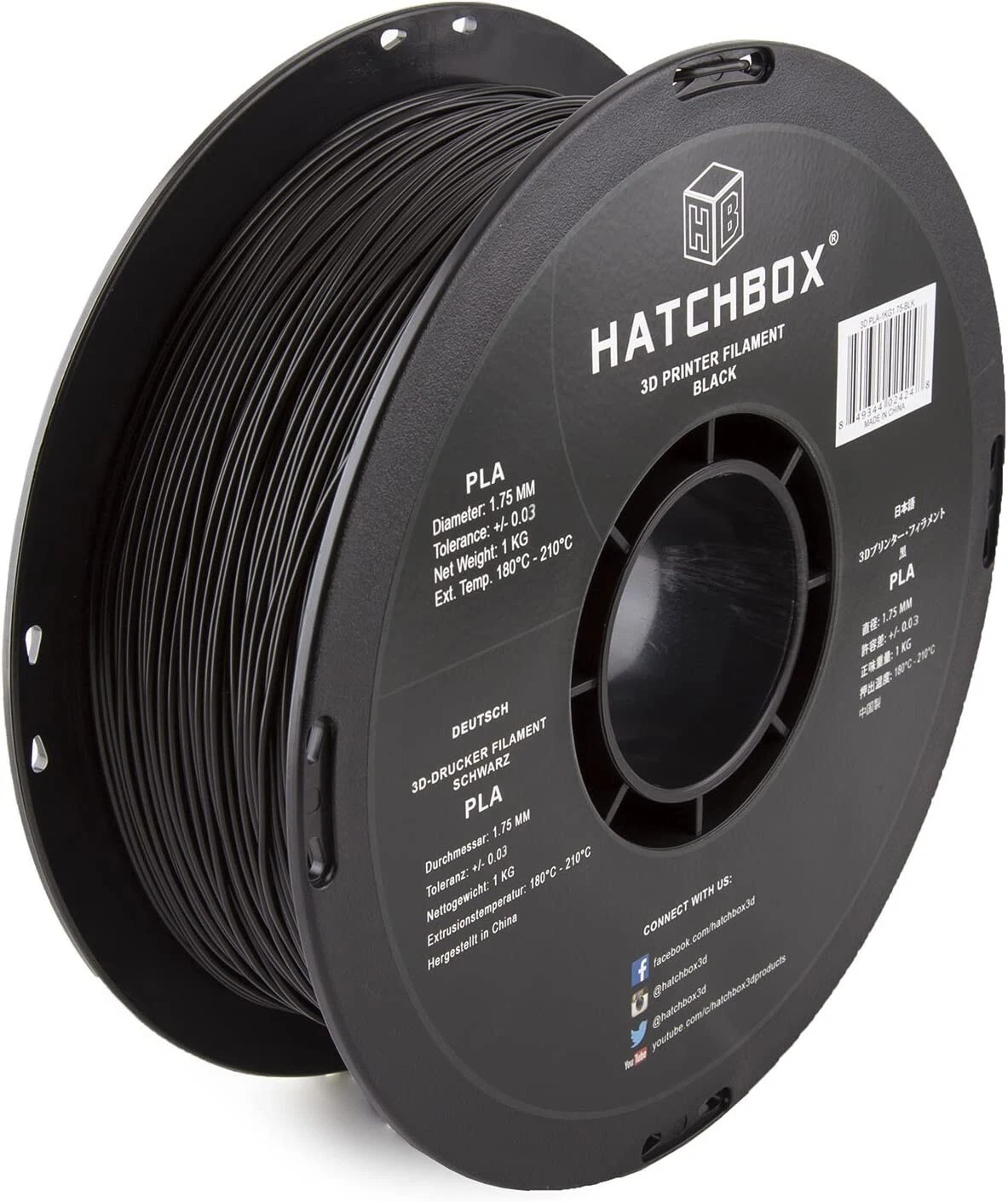 Hatchbox 3D PLA Filament - Black