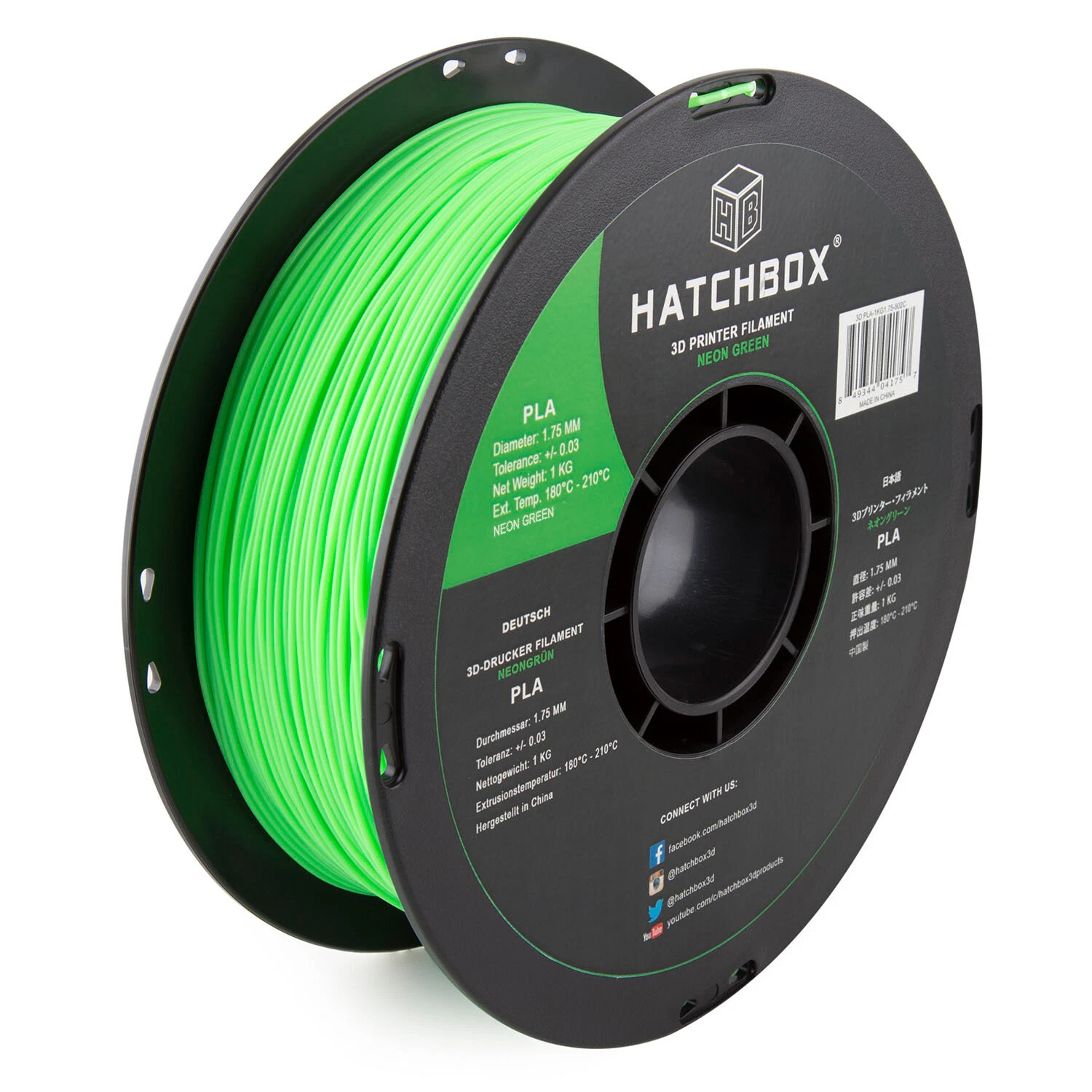 Hatchbox 3D PLA Filament - Green